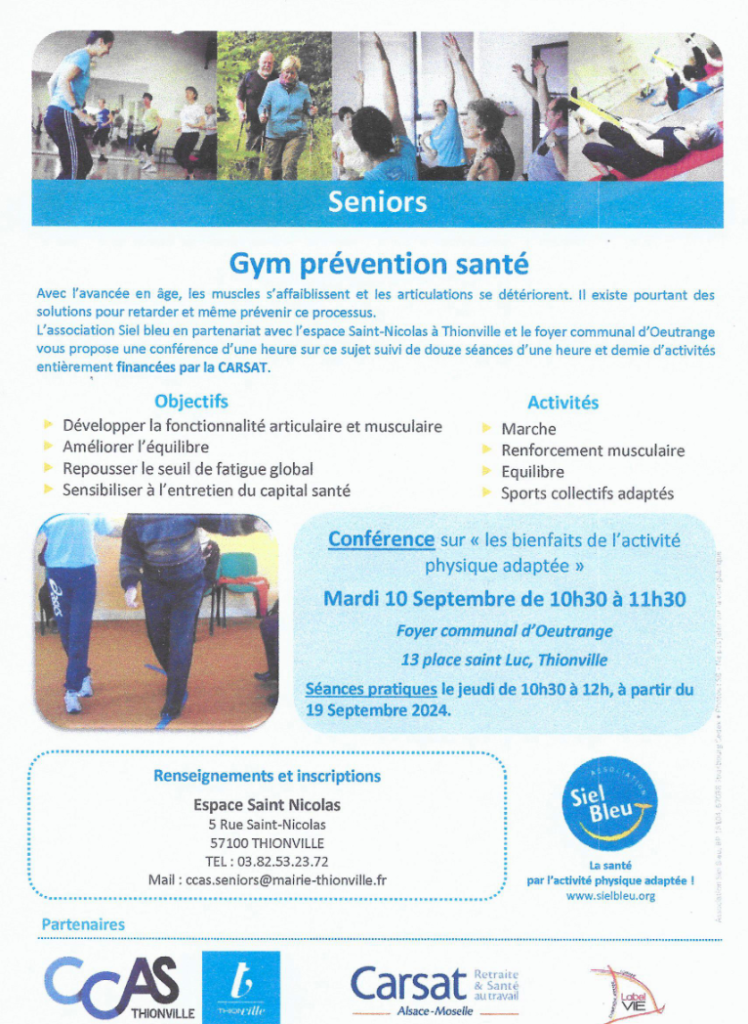 affiche conférence gym prévention santé à Oeutrange